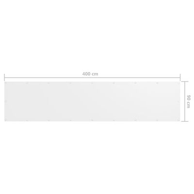 vidaXL Балконски параван, бял, 90x400 см, оксфорд плат