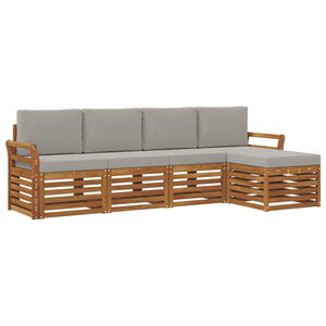 vidaXL Комплект дивани за открито 5 pcs Естествено и светло сиво