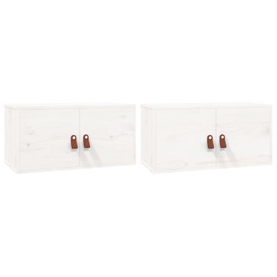 vidaXL Стенни шкафове, 2 бр, бяла, 60x30x30 см, бор масив