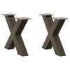 vidaXL Крака за масичка за кафе, X-образни, 2 бр., естествена стомана, 60 x (42-43) см, стомана
