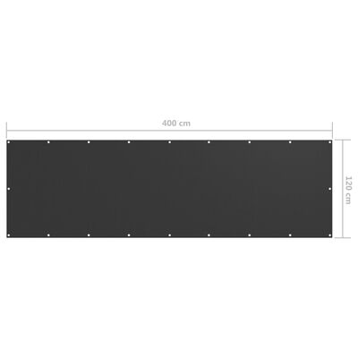 vidaXL Балконски параван, антрацит, 120x400 см, оксфорд плат