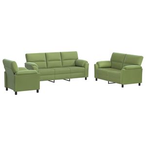 vidaXL Комплект дивани 3 pcs Светло зелено Кадифе