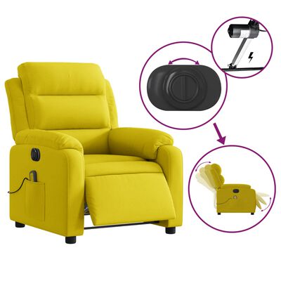 vidaXL Електрически масажен реклайнер стол, жълт, кадифе