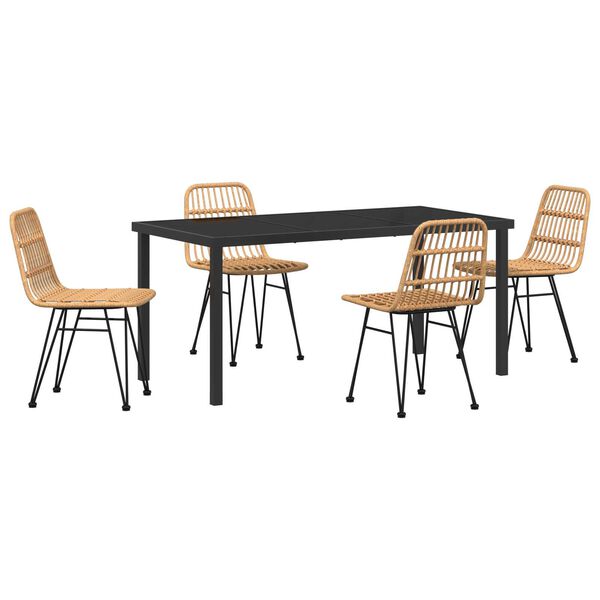 vidaXL Комплект за хранене в градината 5 pcs Кафяво