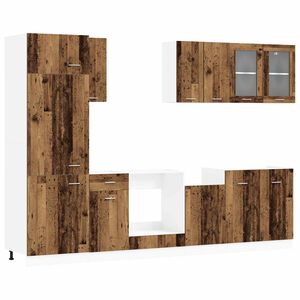 vidaXL Кухненски единица Lyon 8 pcs Старо дърво Инженерна дървесина