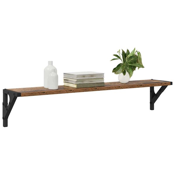 vidaXL Стени за рафтове с рафт 2 pcs Старо дърво 80 x 15 x 15,5 cm