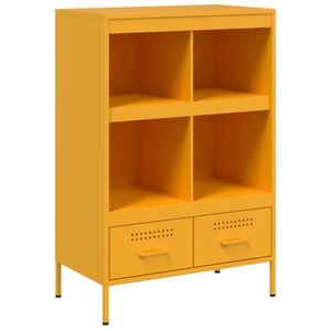 vidaXL Висок шкаф, горчица жълто, 68x39x101,5 см, стомана