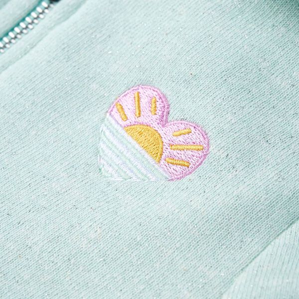 Детски суитшърт с качулка и цип, светла мента микс, 92