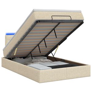 vidaXL Отоман с матрак и LED с LED ленти Кремаво 120 x 200 cm Текстил
