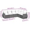 vidaXL Градински диван с възглавници, 6 части, черен, полиратан