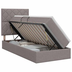 vidaXL Легло с място за съхранение и матрак Таупе 100 x 200 cm текстил