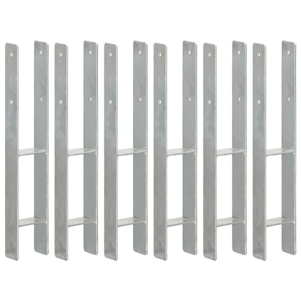vidaXL Подпори за ограда 6 бр сребристи 9x6x60 см поцинкована стомана