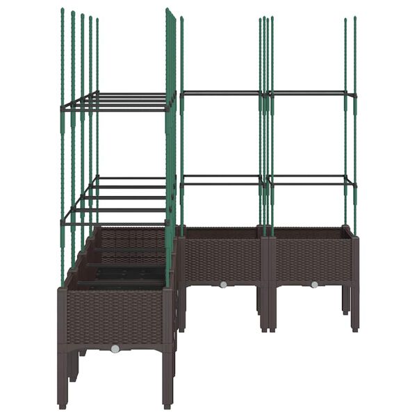 vidaXL Градински сандък с пергола, кафяв, 160x120x142,5 см, PP