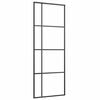 vidaXL Плъзгаща се врата с обков черна 76x205 см ESG стъкло