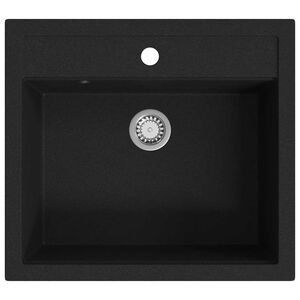 vidaXL Гранитна кухненска мивка с едно корито, бежова