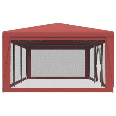 vidaXL Парти палатка с 8 мрежести странични стени червена 9x4 м HDPE