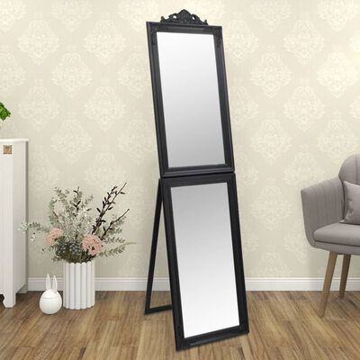 vidaXL Стоящо огледало, черно, 50x200 см