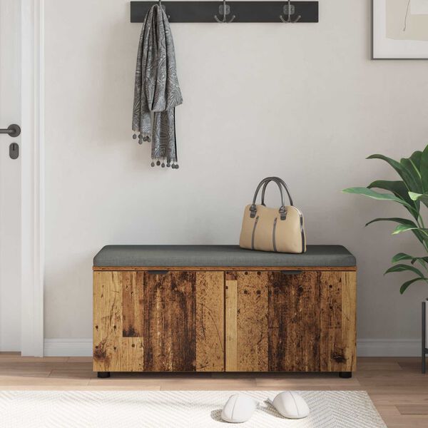 vidaXL Пейка за коридор с възглавница Старо дърво 100 x 38 x 46 см