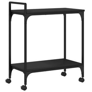 vidaXL Кухненска количка, черна, 60,5x31x72,5 см, инженерно дърво