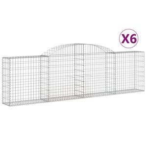 vidaXL Габионни кошници арка 6 бр 300x30x80/100 см поцинковано желязо