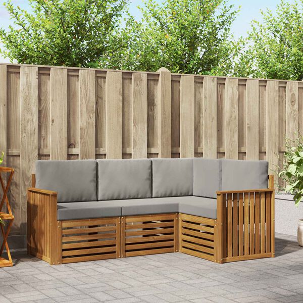 vidaXL Комплекти дивани с възглавница 4 pcs Естествено и светло сиво