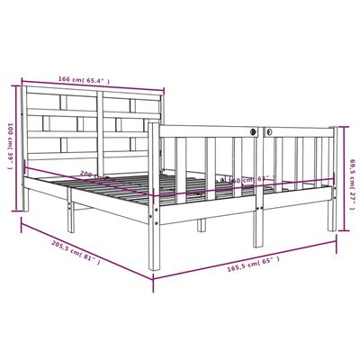 vidaXL Рамка за легло, бор масив, 160х200 см