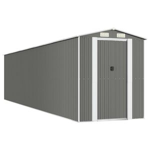 vidaXL Градинска барака светлосива 192x855x223 см поцинкована стомана
