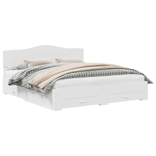 vidaXL Рамка за легло с таблото Бяло 180 x 200 cm Инженерно дърво