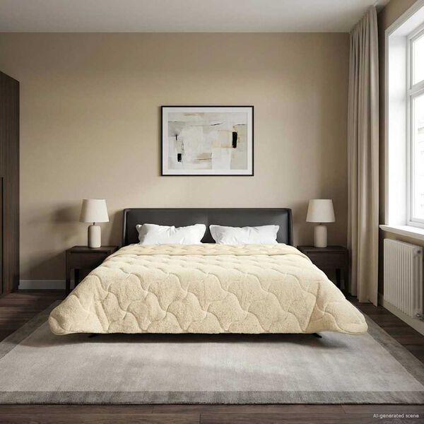 vidaXL Летен юрган Крем 220 x 240 cm Микрофибър и тедди флийс