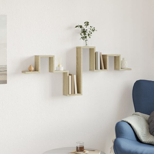 vidaXL Стенен рафт, дъб сонома, 104,5x10x43 см, инженерно дърво