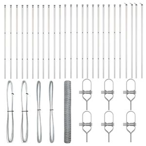 vidaXL Стълб за ограда. Сребрист