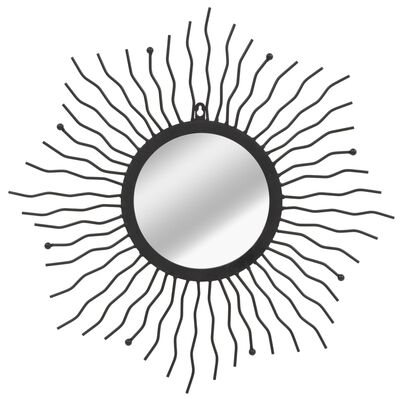 vidaXL Стенно огледало, слънчеви лъчи, 60 см, черно