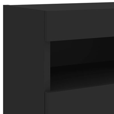 vidaXL Стенен ТВ шкаф с LED осветление, черен, 40x30x40 см