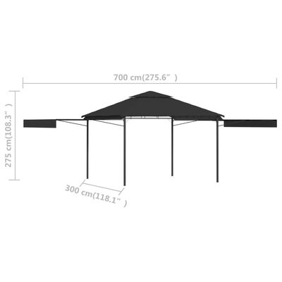 vidaXL Шатра с двойно разтегаем покрив 3x3x2,75 м антрацит 180 г/м²