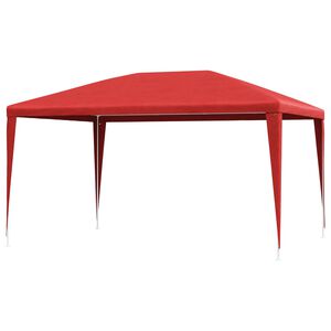 vidaXL Парти шатър 400 x 300 x 255 см Червено Полиетилен и стомана