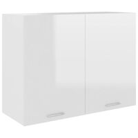 vidaXL Висящ шкаф, бял гланц, 80x31x60 см, ПДЧ