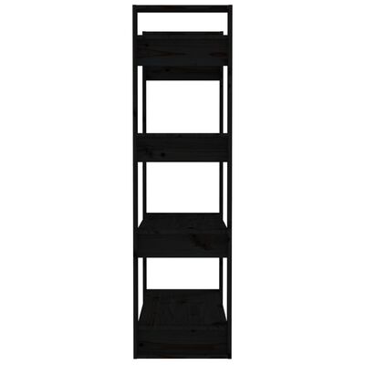 vidaXL Библиотека/разделител за стая, черна, 80x35x125 см, бор масив
