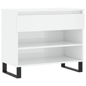 vidaXL Шкаф за обувки, бял гланц, 70x36x60 см, инженерно дърво