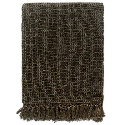 vidaXL Декоративно одеяло, памук, 125x150 см, антрацит/кафяво