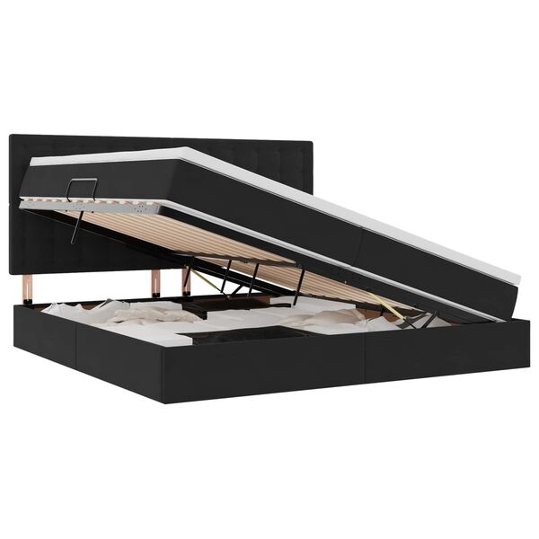 vidaXL Легло с място за съхранение и матрак Черно 200 x 200 cm Кадифе