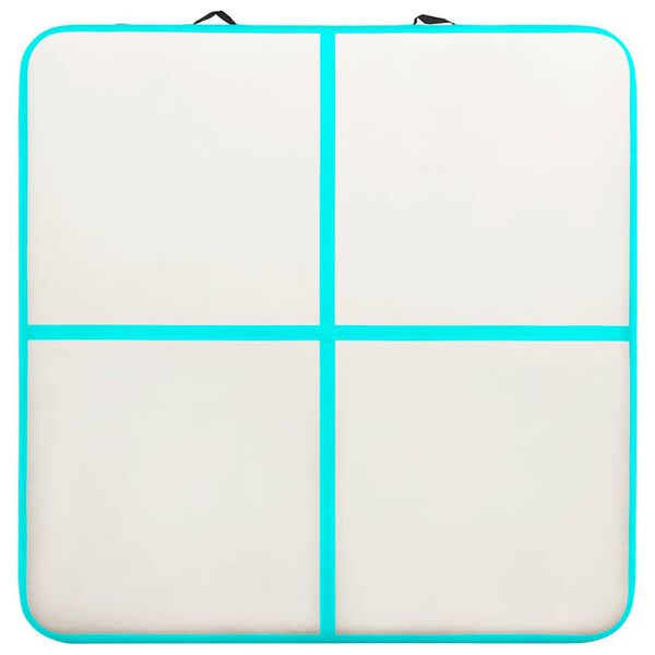 vidaXL Надуваем дюшек за гимнастика с помпа, 200x200x10 см, PVC, зелен