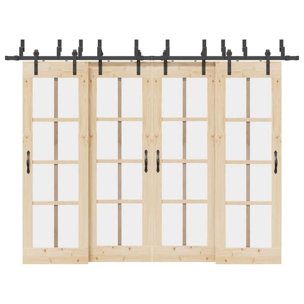 vidaXL Комплект механизъм за плъзгаща врата, 305 см, стомана, черен