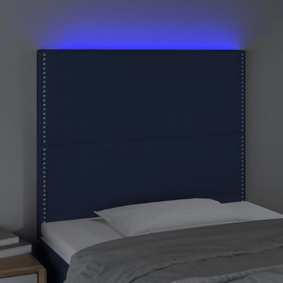 vidaXL LED горна табла за легло, синя, 90x5x118/128 см, плат