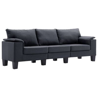 vidaXL 3-местен диван, тъмносив, текстил
