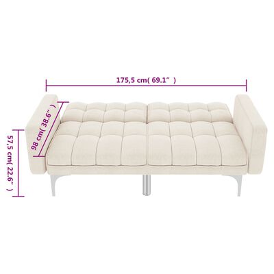 vidaXL Разтегателен диван, кремав, текстил