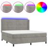 vidaXL Боксспринг легло с матрак и LED, светлосиво, 160x200 см, кадифе