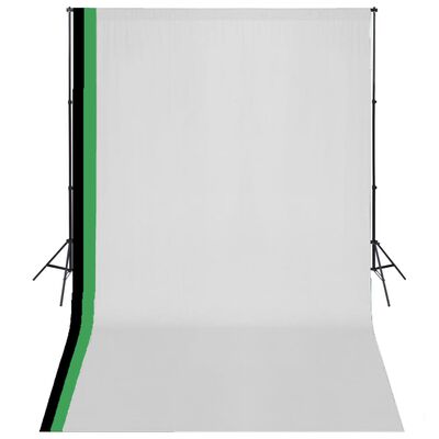 vidaXL Комплект за фото студио 3 памучни фона регулируема рамка 3х5 м