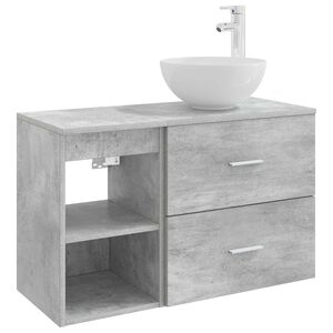 vidaXL Комплект мебели за баня 2 pcs Бетонно сиво Инженерна дървесина