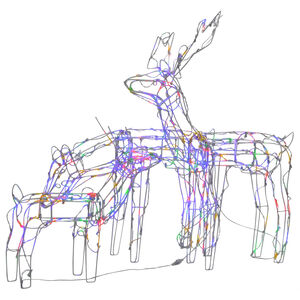 vidaXL Коледна украса, 3 светещи елена, 229 LED лампички