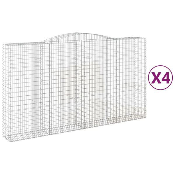 vidaXL Габионни кошници арка 4 бр 400x50x220/240 см поцинковано желязо